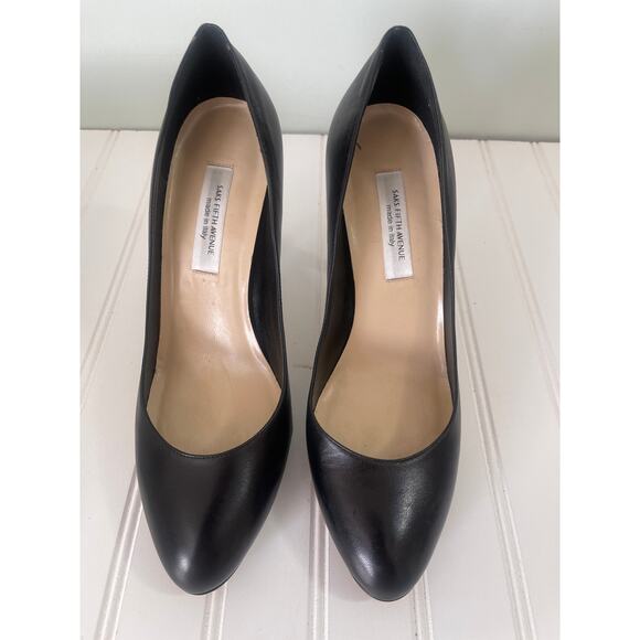Saks Fifth Avenue Angie Black Pump Heels Stiletto Made in Italy Size Women's 10 - Picture 3 of 10